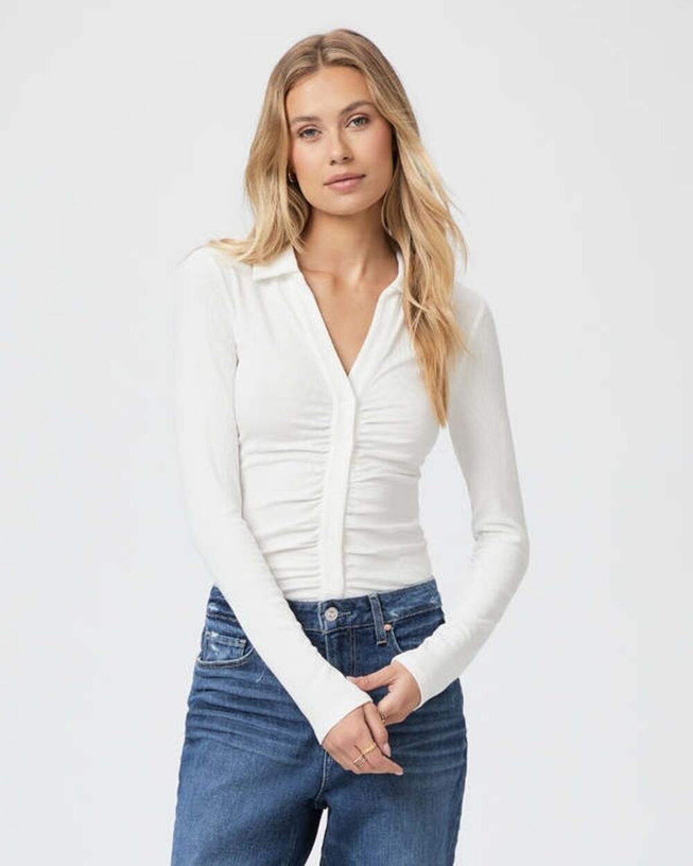 Paige Lafayette Long Sleeve Knit Top - Ivory - Size Extra Small